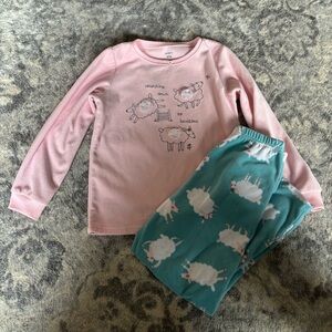 Carter's Girls Fleece Sheep Pajama Set Size 7/7A